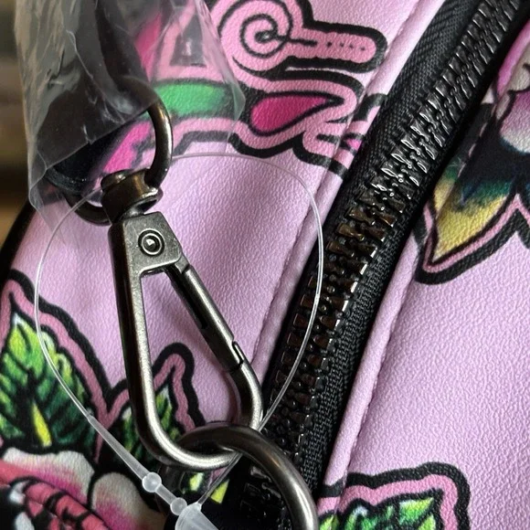 Ed Hardy Pink Y2K‎ Thermal Lunch Tote Hot or Cold Dual Straps Skulls Butterflies - Picture 8 of 15